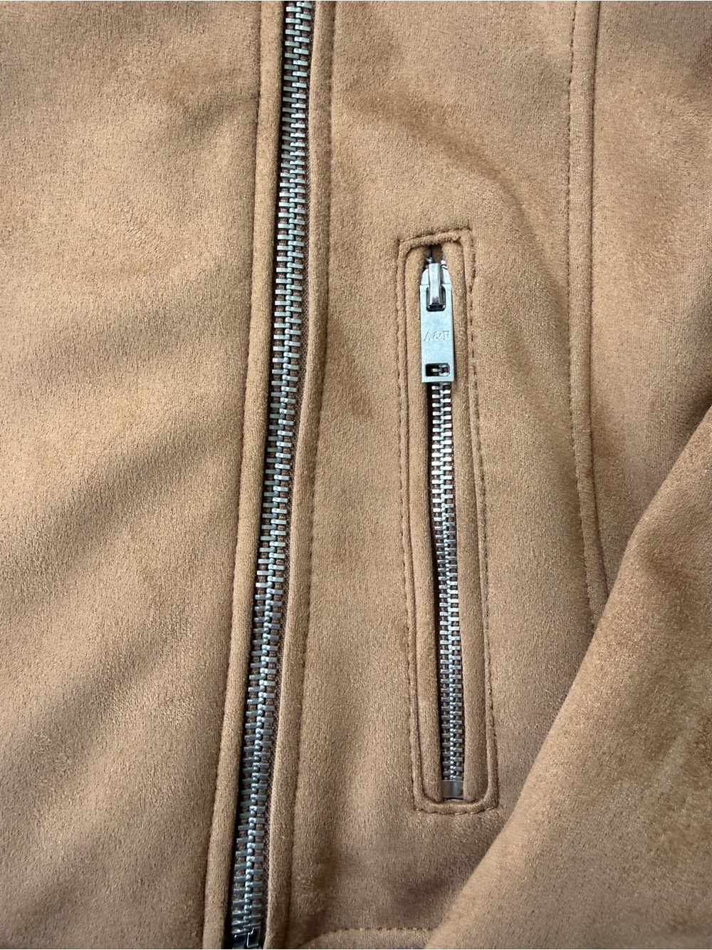 NWT Abercrombie & Fitch Faux Suede Moto Jacket Camel Vegan Leather Size Small - Picture 8 of 14